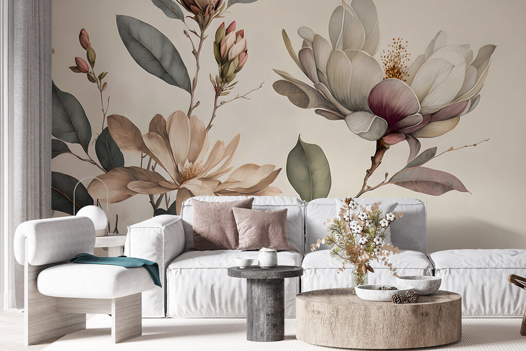 Elegant magnolia blooms in soft hues