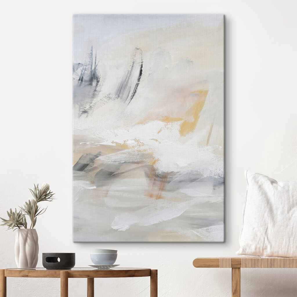 A white and grey abstract art
