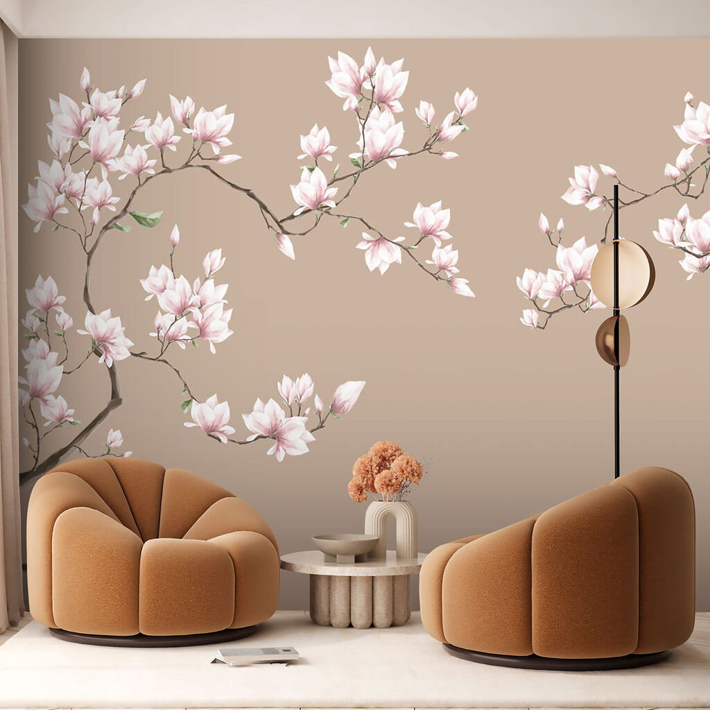 Group of white flowers on a brown background