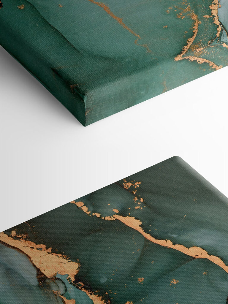 A close up of a painting