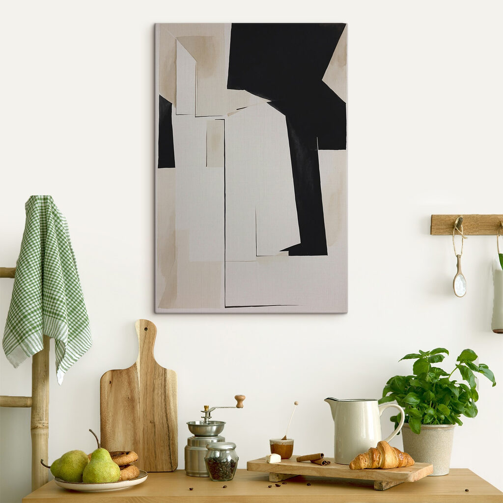 A black and white piece of art