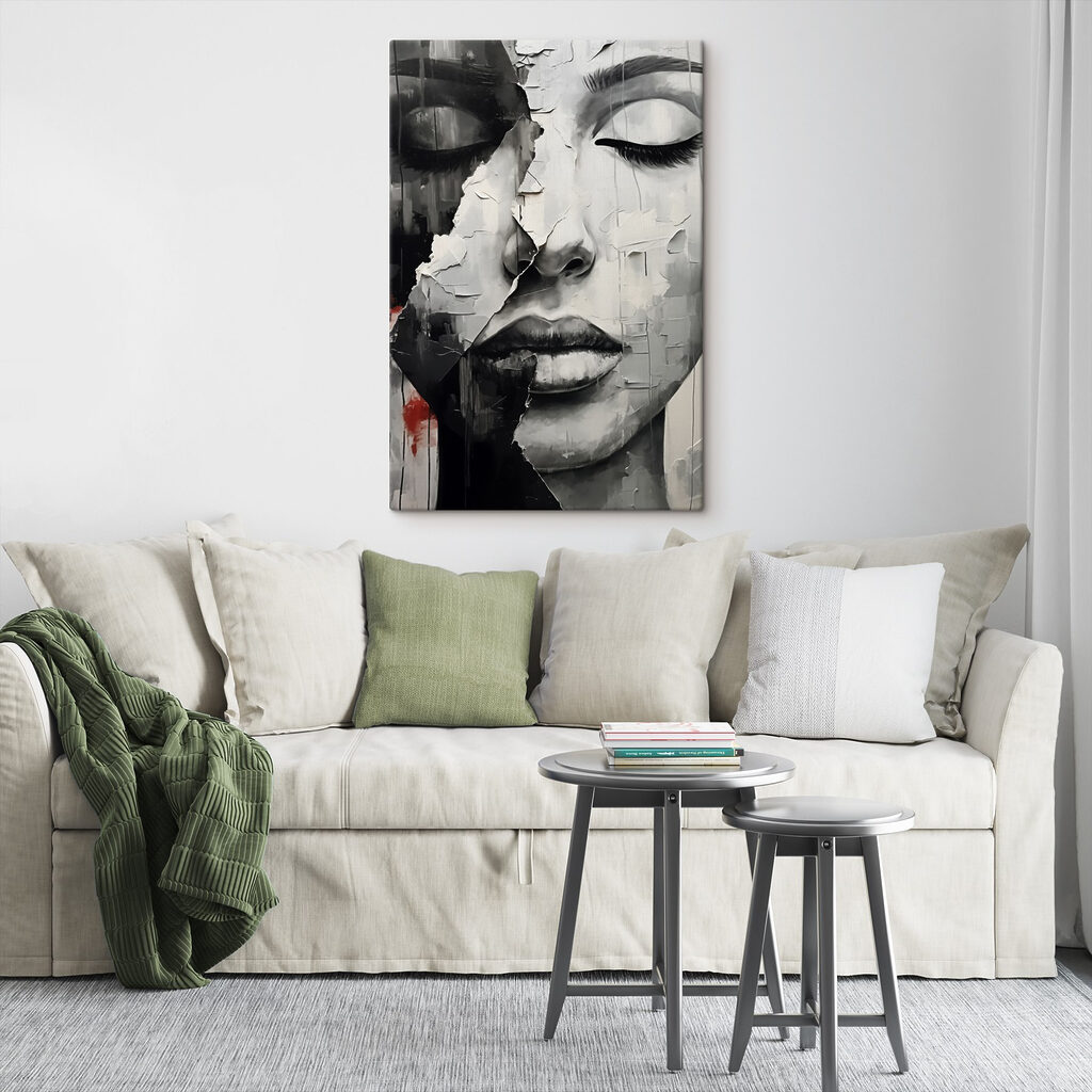 A painting of a woman's face
