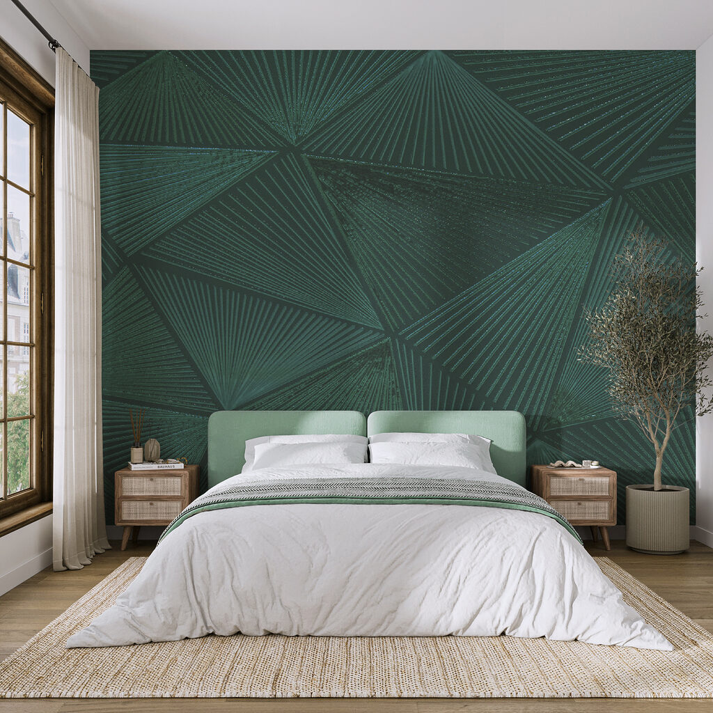 Green triangle pattern on a green surface Green triangle pattern on a green surface