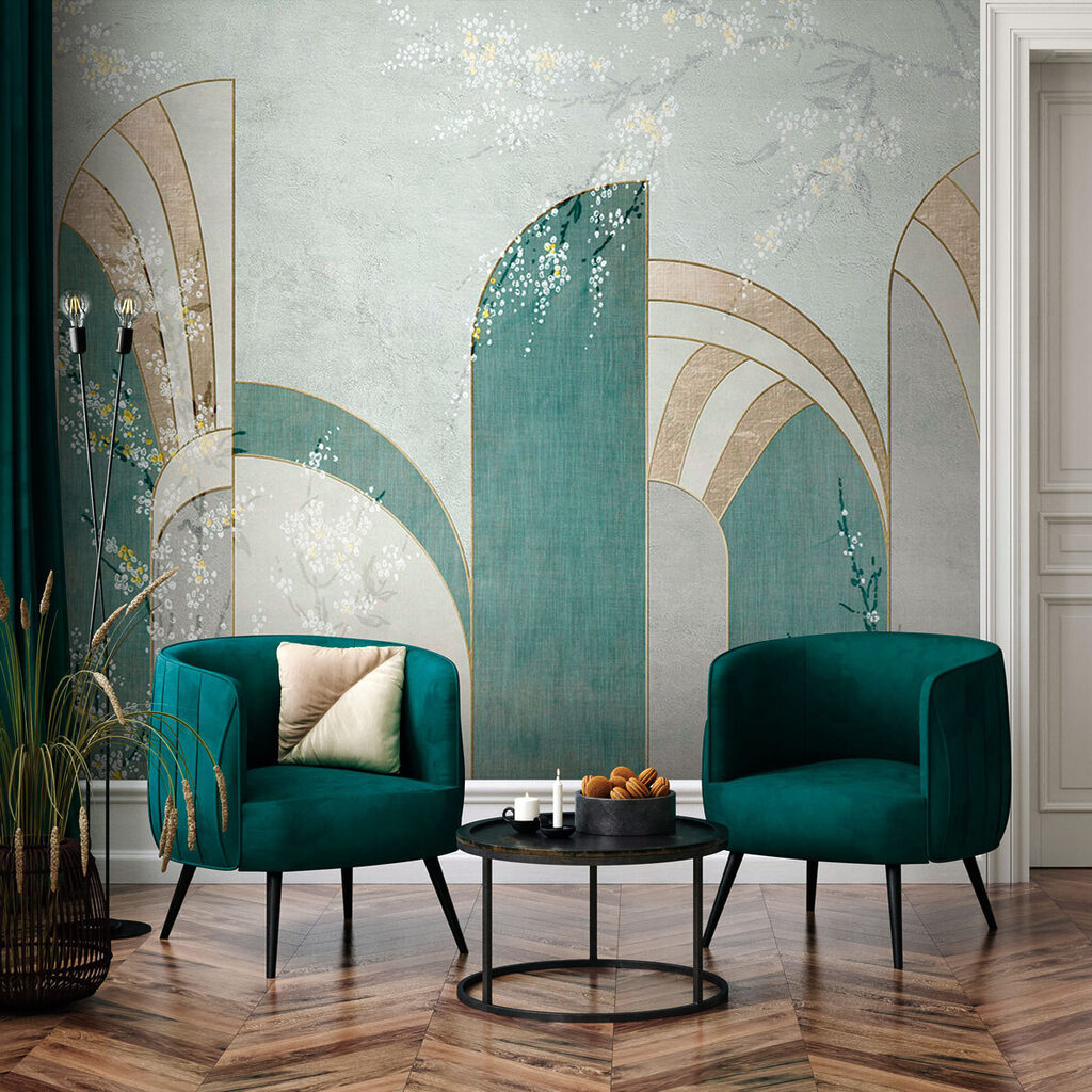 Wallpaper with flowers and archs Wallpaper with flowers and archs