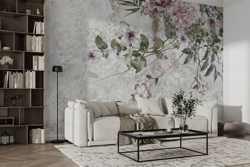 Painting of flowers on a white background Painting of flowers on a white background