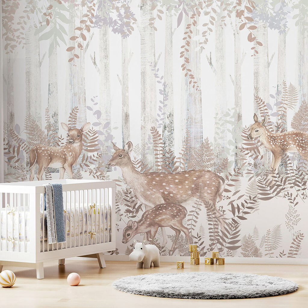 A group of deer in a forest