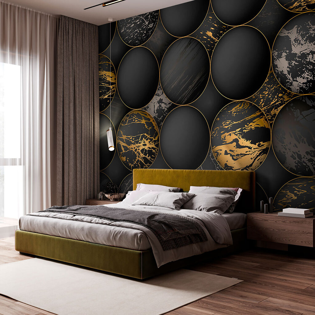 Elegant orbs with metallic splashes Elegant orbs with metallic splashes