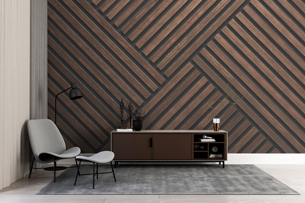 A wood paneling with black lines