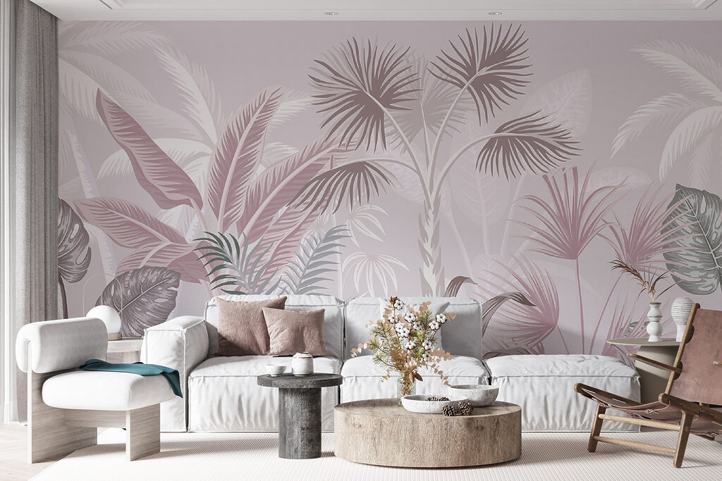 Tropical foliage in soft pastel hues Tropical foliage in soft pastel hues