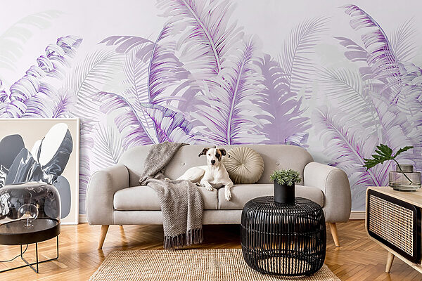 Finom lila páfránypáfrány mintás design. Finom lila páfránypáfrány mintás design.