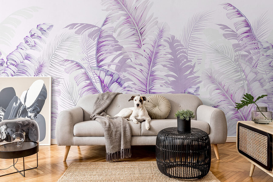 Finom lila páfránypáfrány mintás design.