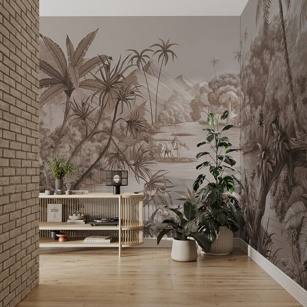 A river with zebras and mountains A river with zebras and mountains