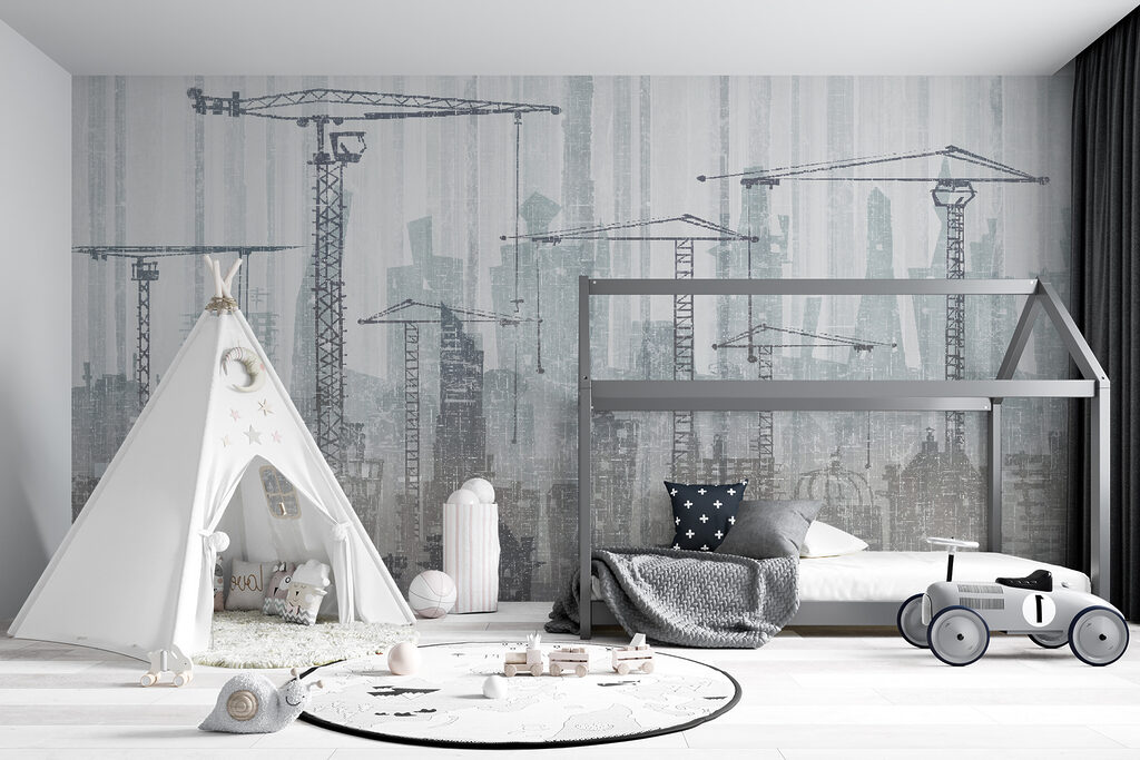 Group of cranes in a city