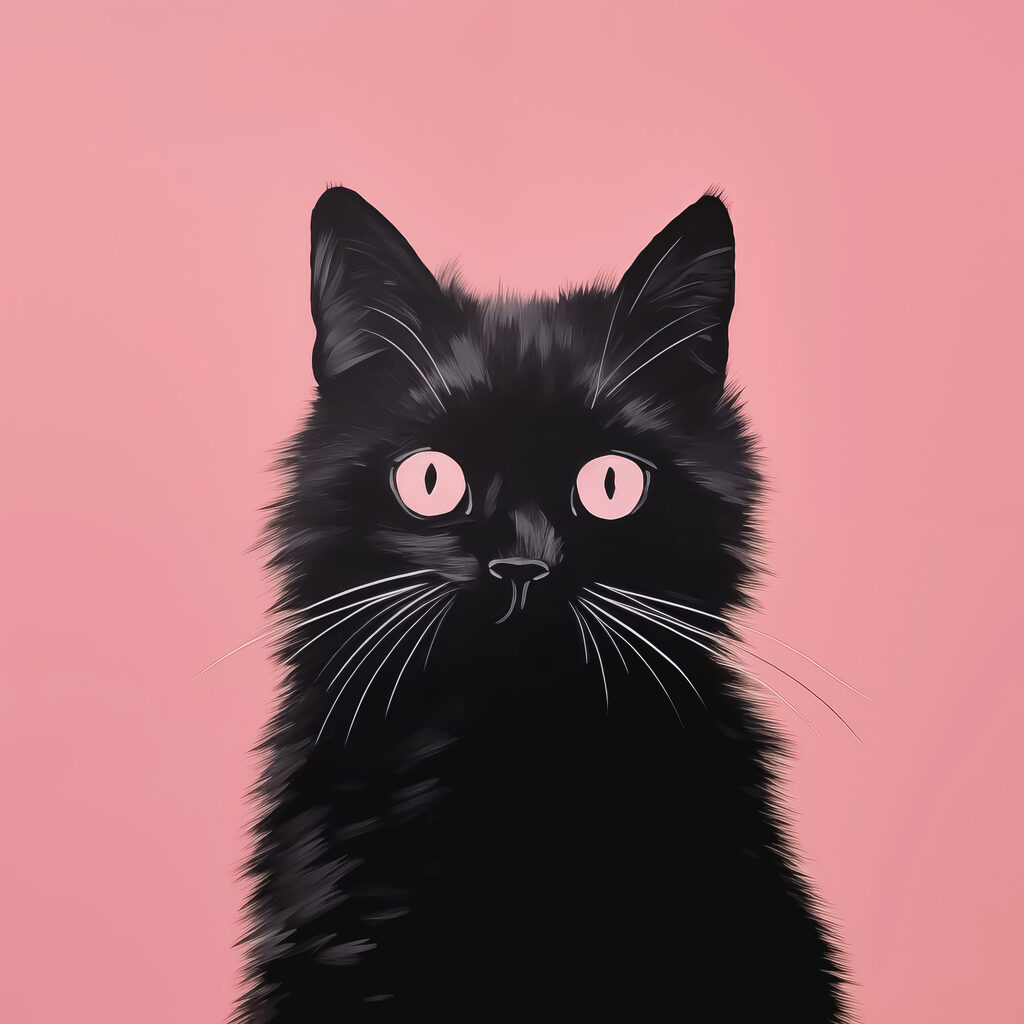 Black cat with pink eyes Black cat with pink eyes