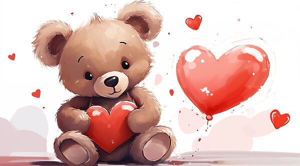 Teddy mackó egy szívvel a kezében Teddy mackó egy szívvel a kezében