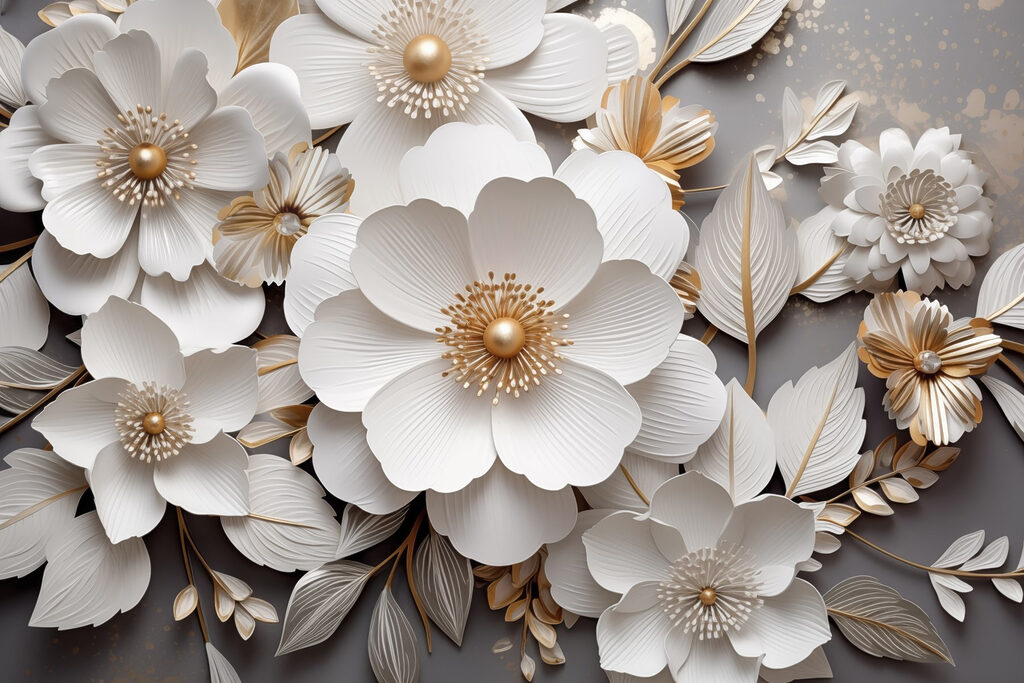 Elegant paper flowers in soft tones