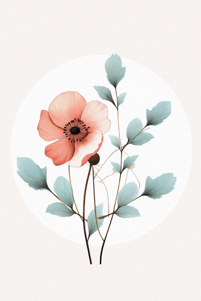 Flower with leaves on a stem