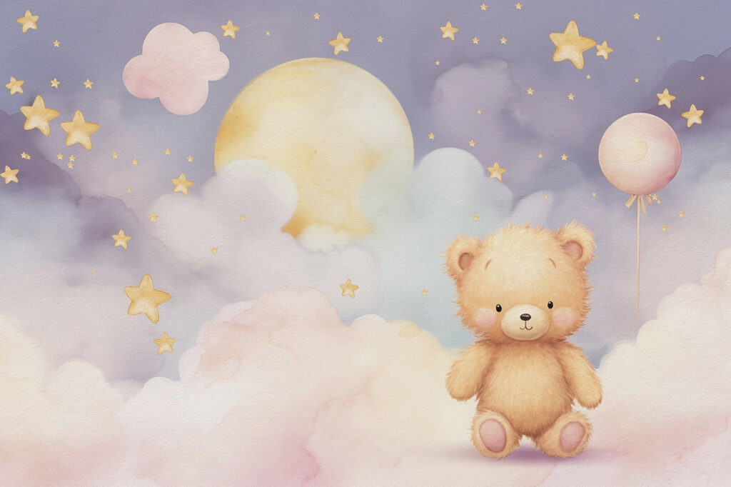 Teddy maci ül egy felhőn Teddy maci ül egy felhőn