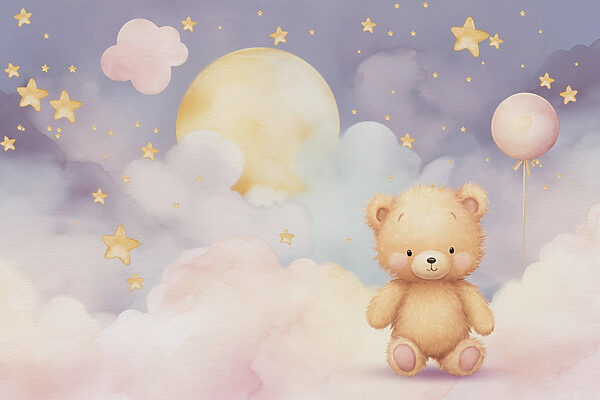 Teddy maci ül egy felhőn Teddy maci ül egy felhőn