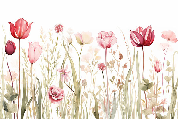 Painting of flowers and grass