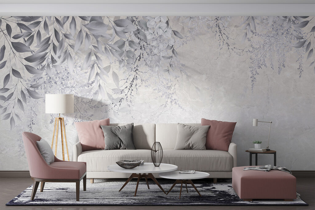 White and gray floral design