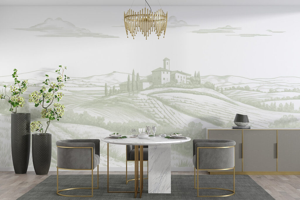 Landscape with a house and fields Landscape with a house and fields