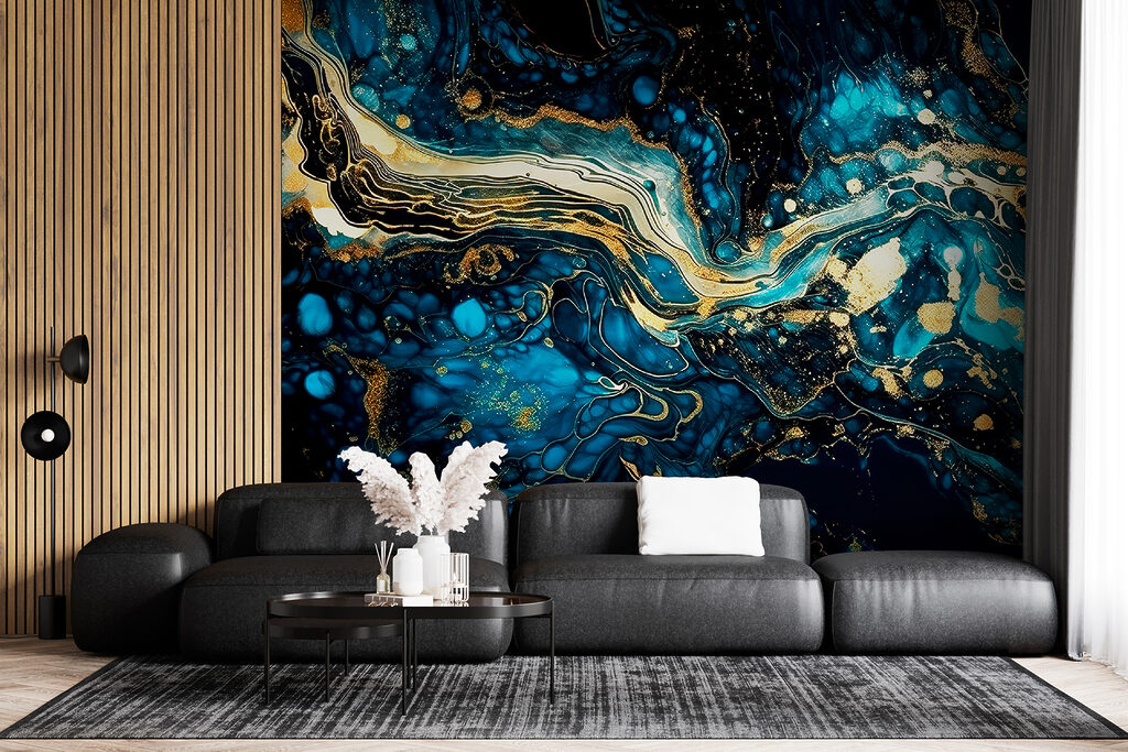 Azure currents embracing metallic hues Azure currents embracing metallic hues