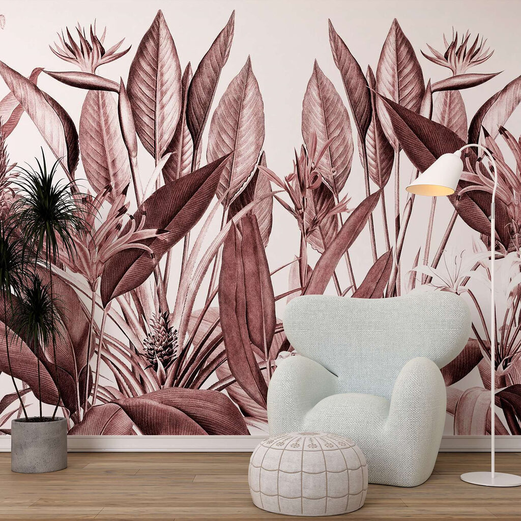 Tropical foliage in subtle hues