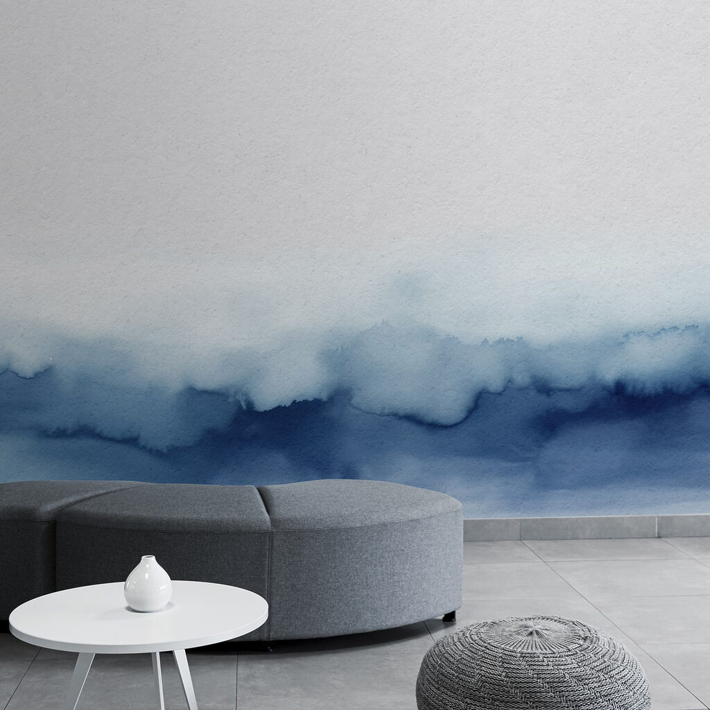 A blue and white watercolor A blue and white watercolor