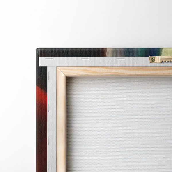 A colorful background with a couple of faces