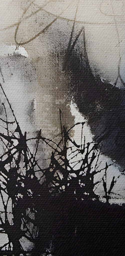 A black and white image of a person's face