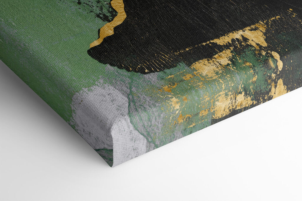 A painting of green and white