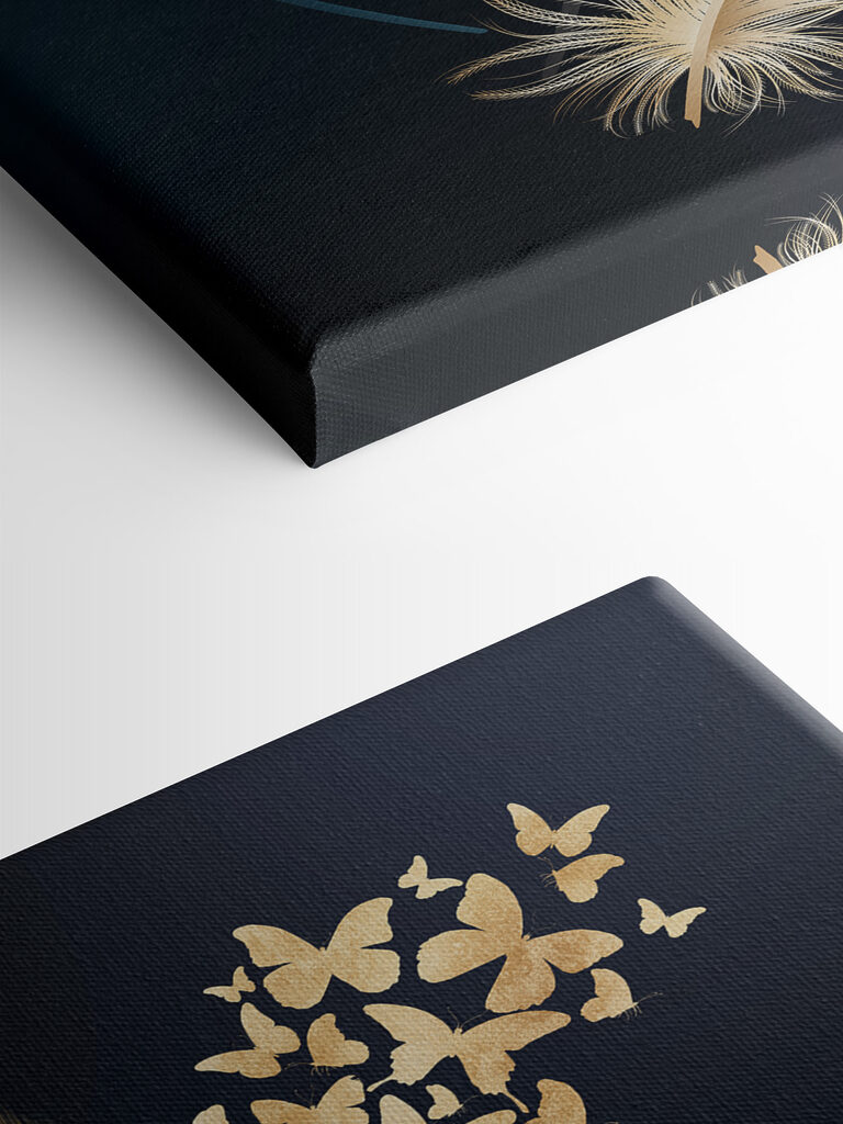 A group of feathers with butterflies