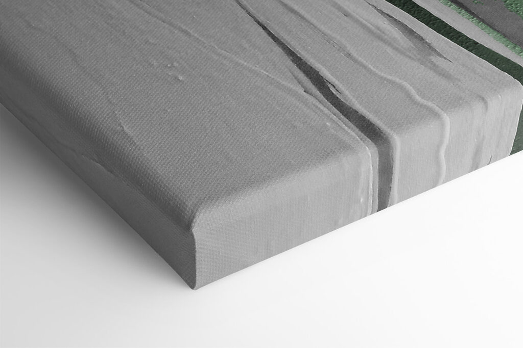 Emerald strokes on textured canvas