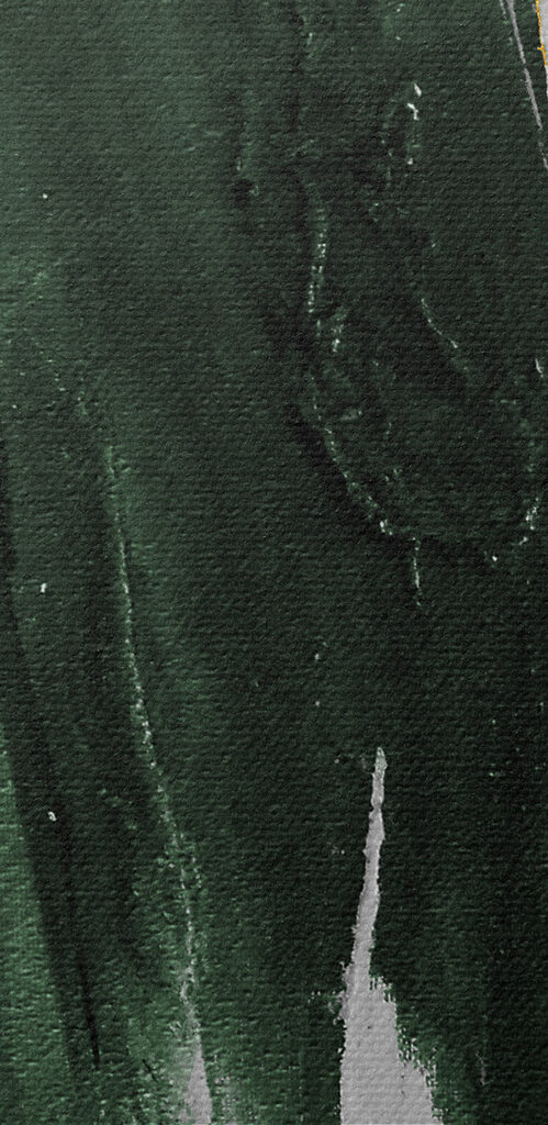 Emerald strokes on textured canvas