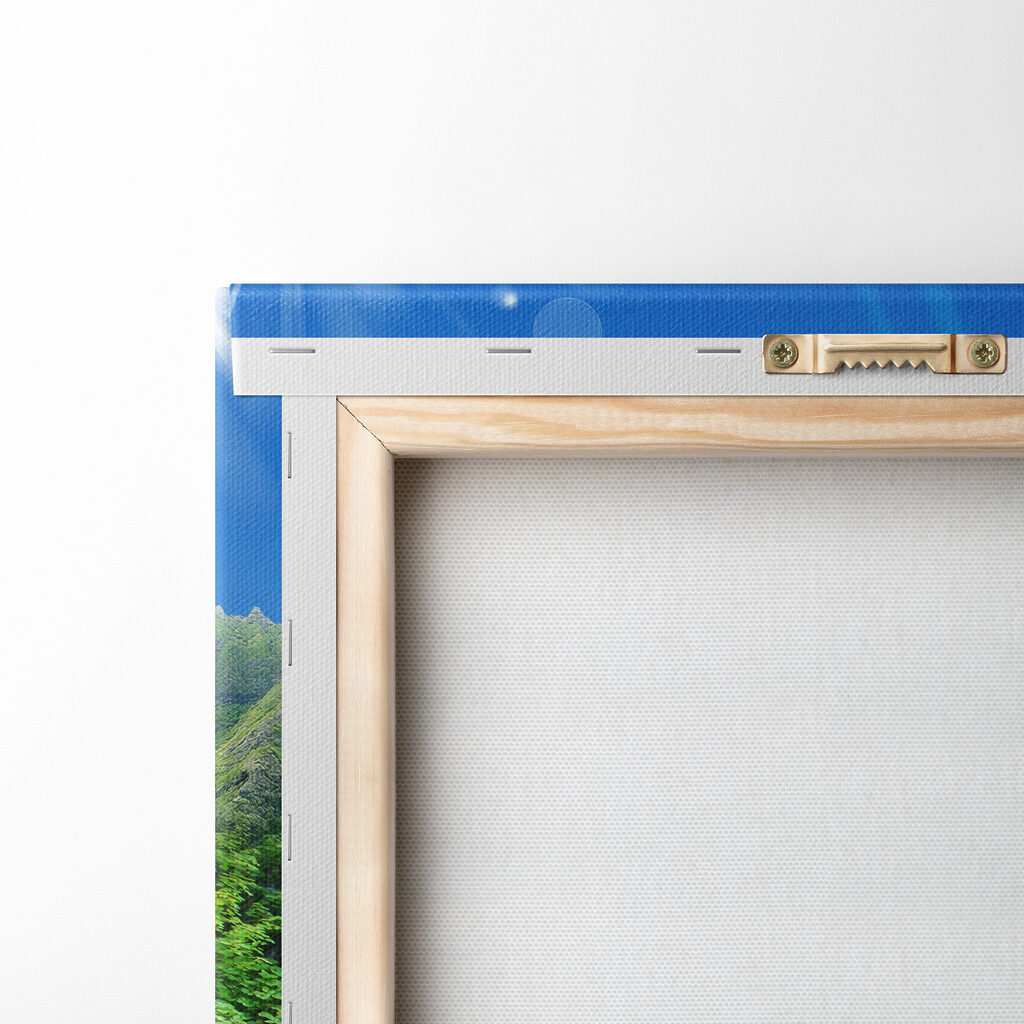 A waterfall with birds flying over it