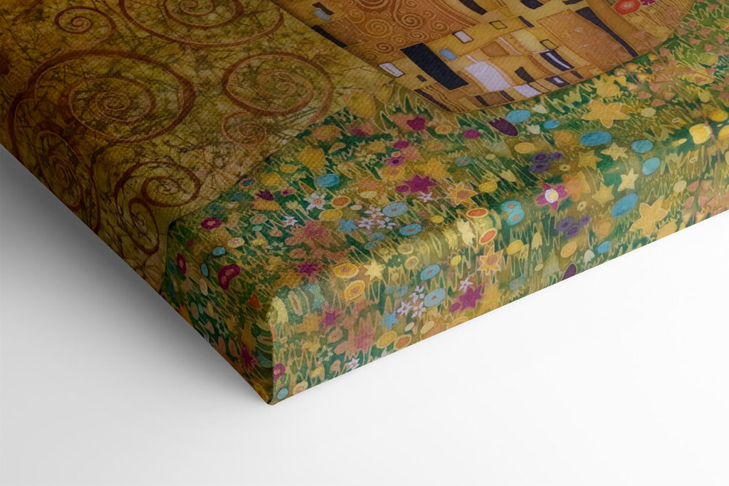 A painting of a man and woman kissing