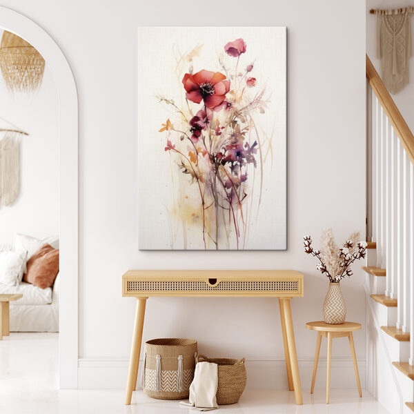 A painting of flowers on a white background