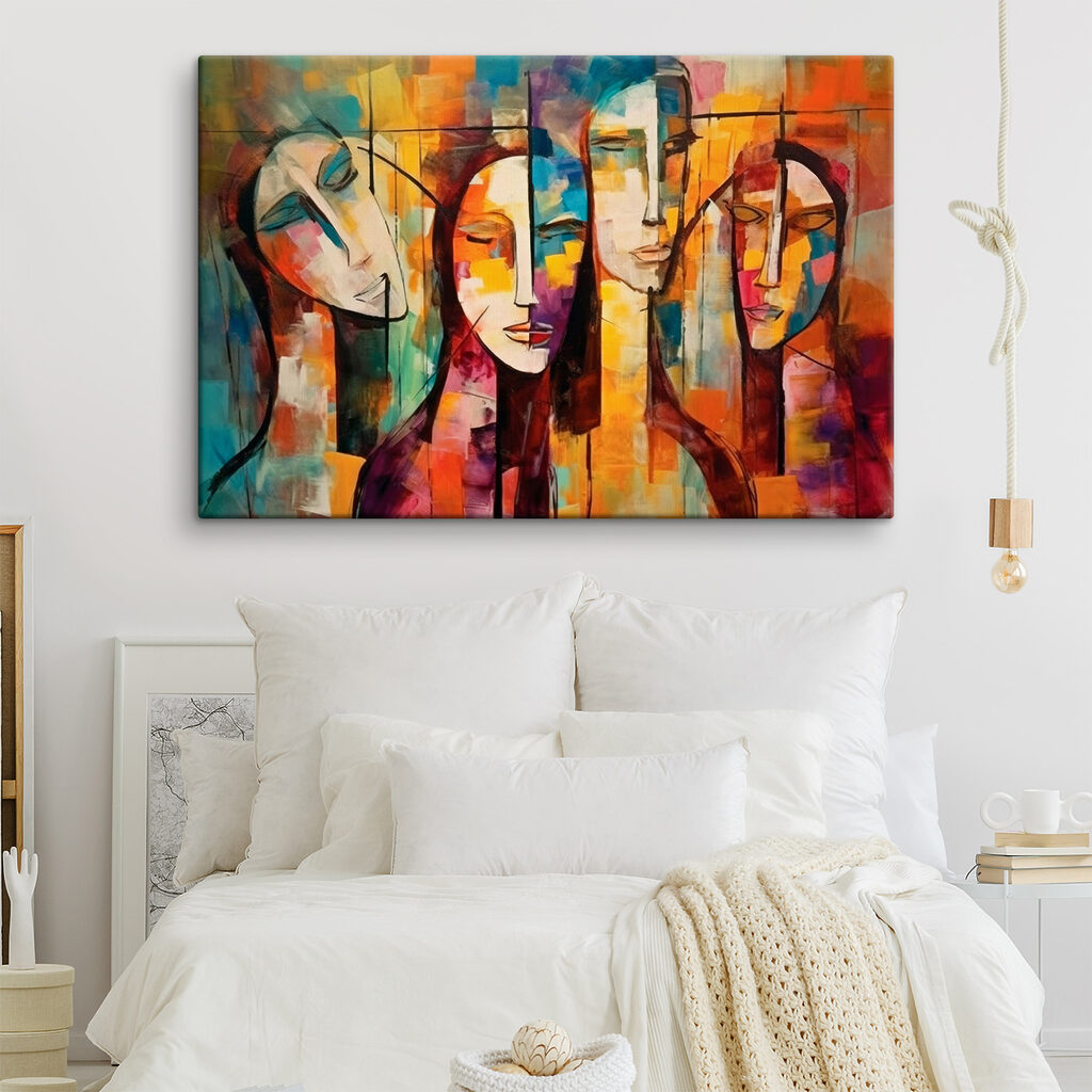 A painting of people's faces