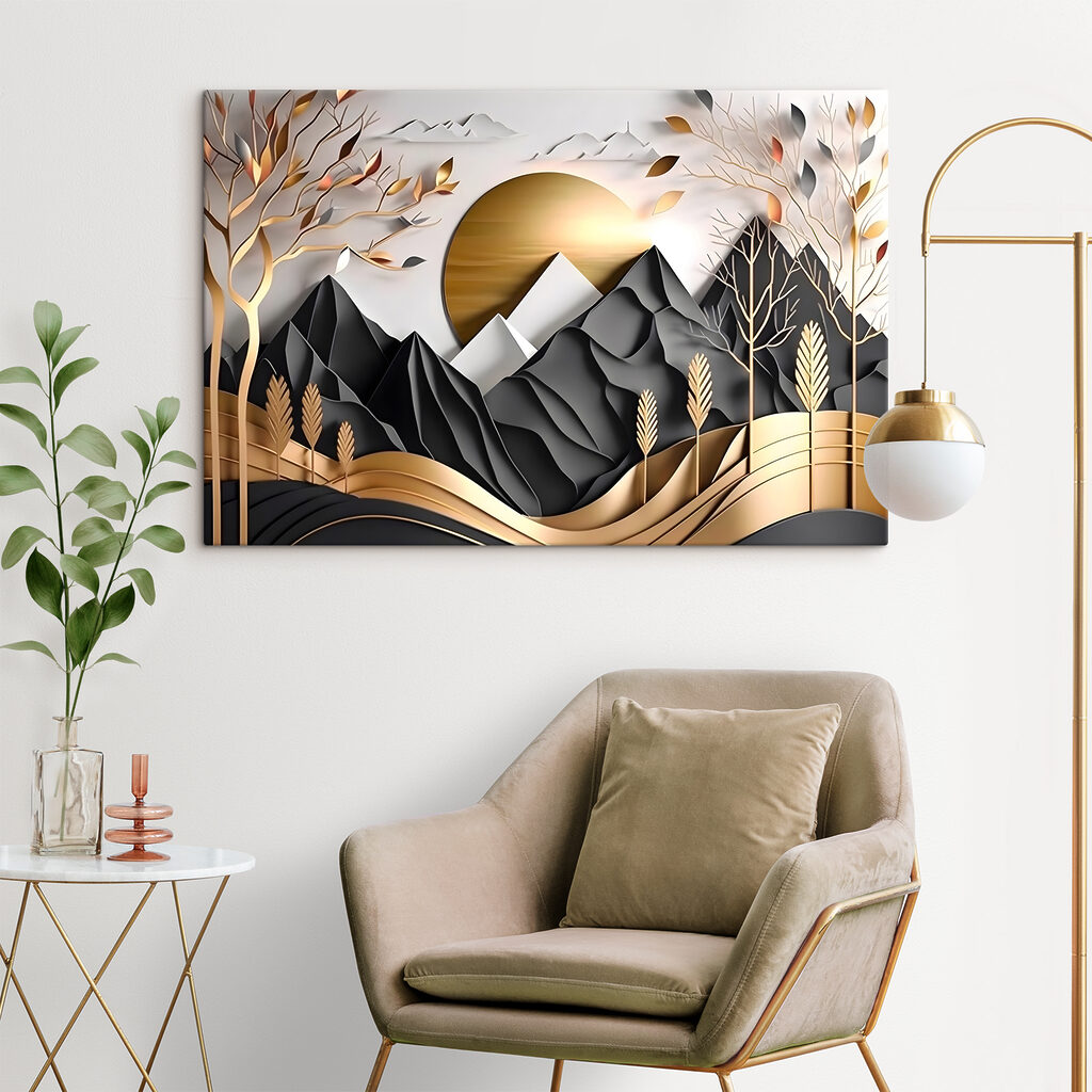 A paper cut out of a mountain landscape