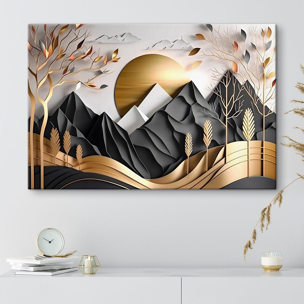 A paper cut out of a mountain landscape