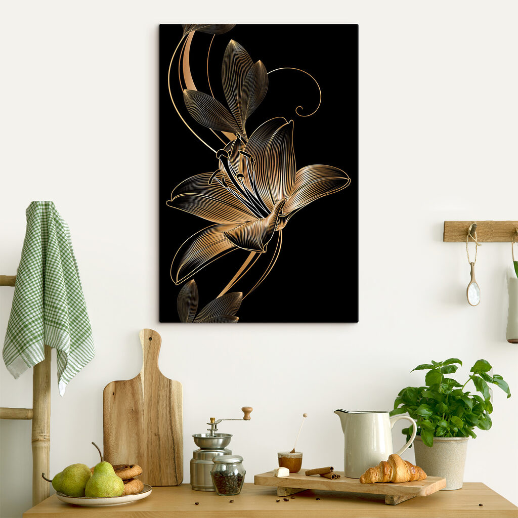 Elegant black and amber floral art Elegant black and amber floral art