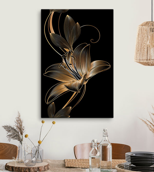 Elegant black and amber floral art Elegant black and amber floral art
