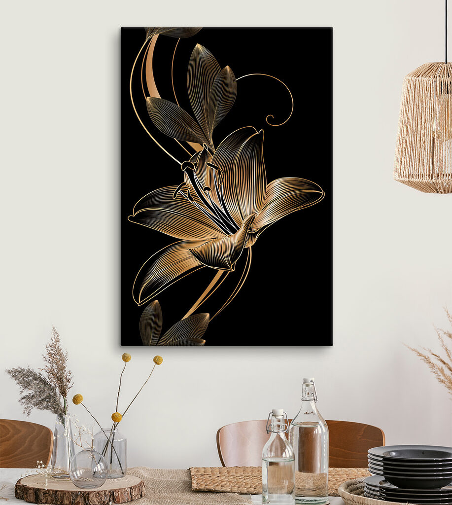 Elegant black and amber floral art Elegant black and amber floral art