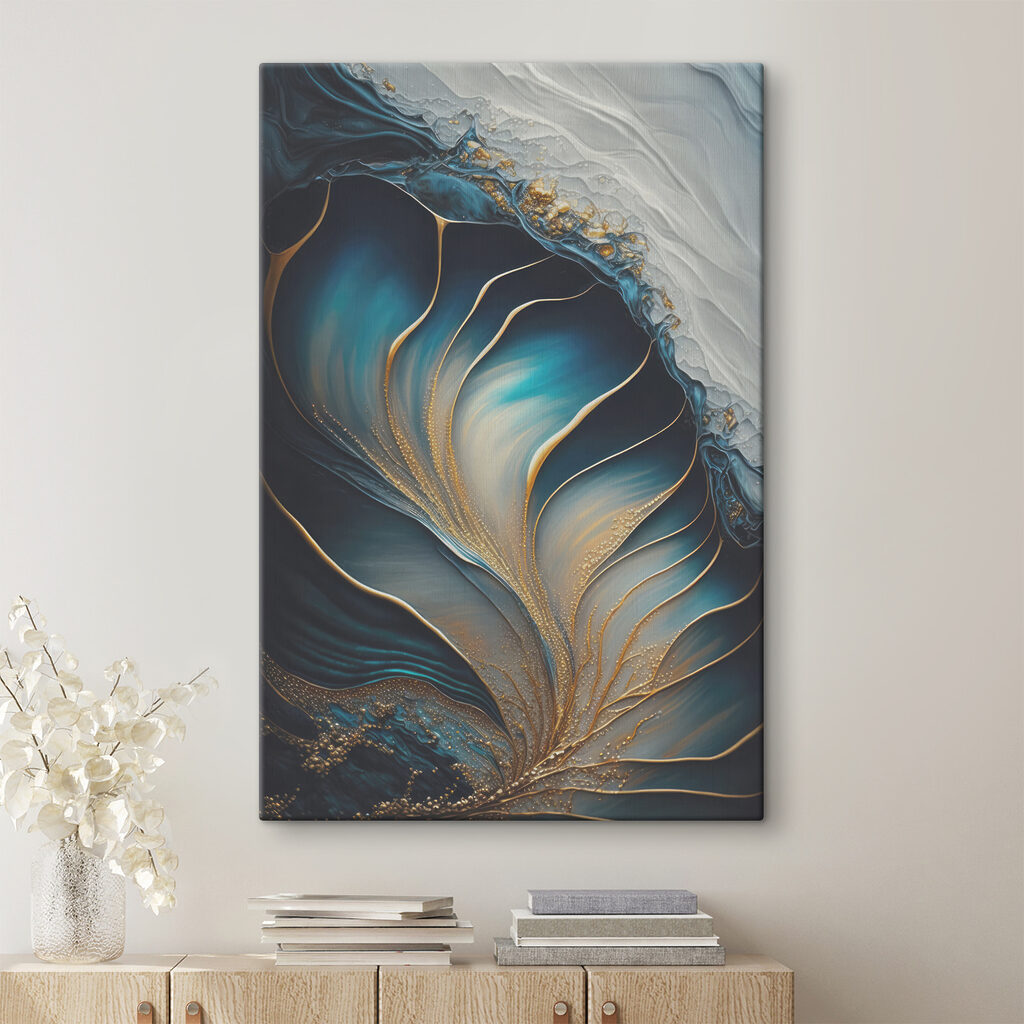 A close up of a painting