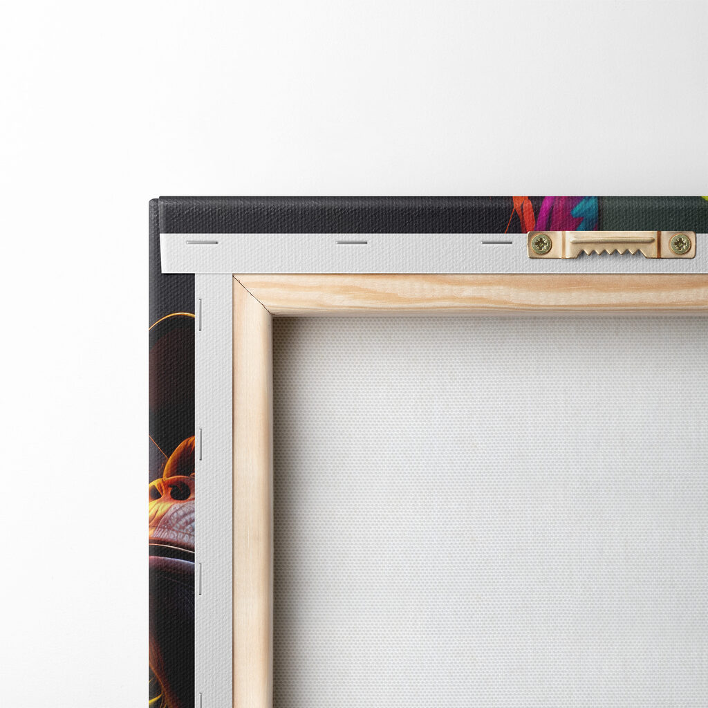 A collage of images of a monkey with colorful paint splashes