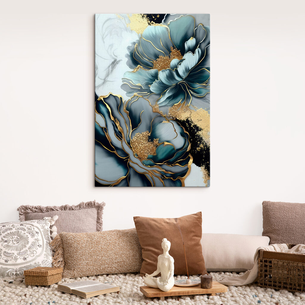 A close up of a painting