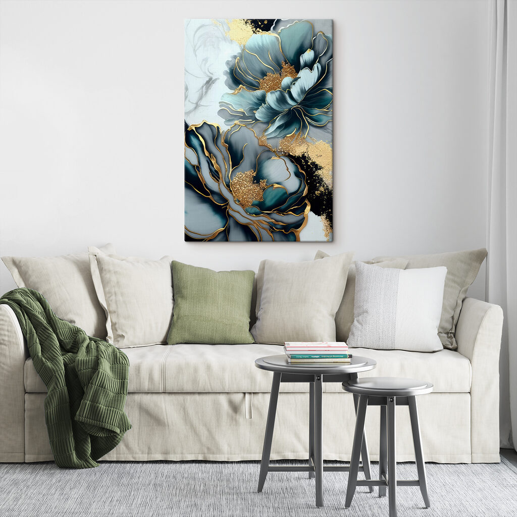 A close up of a painting