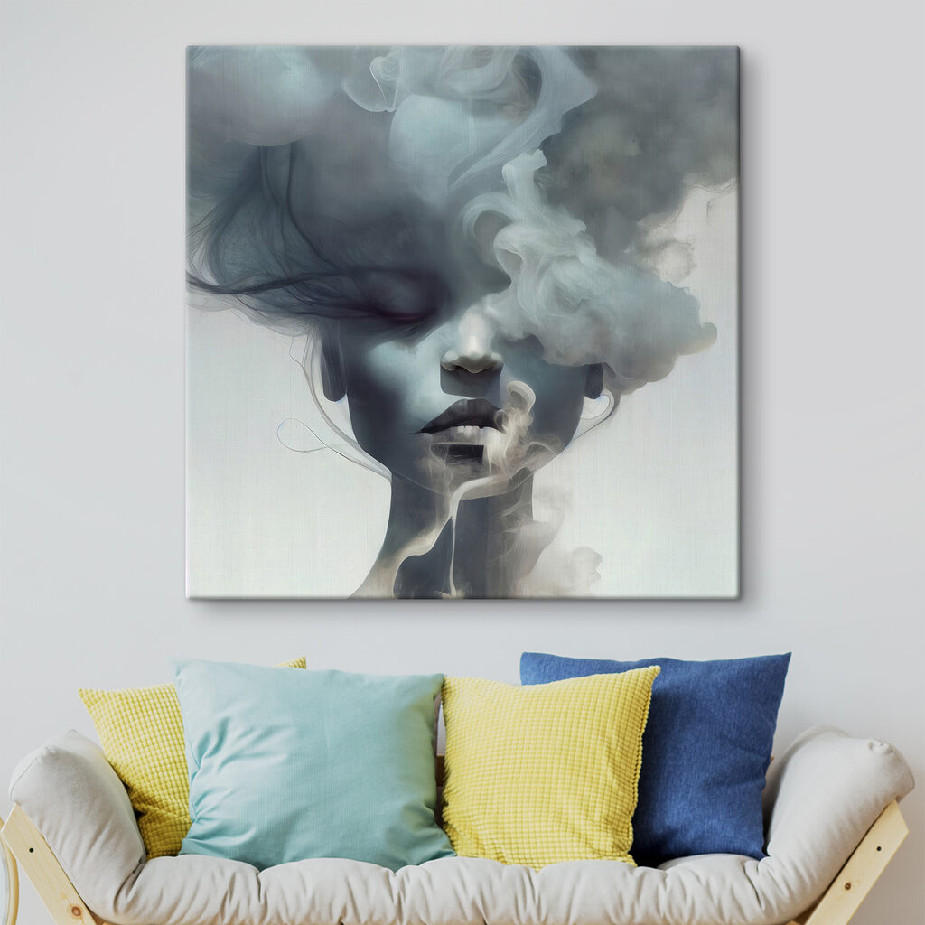 A woman with smoke in her hair