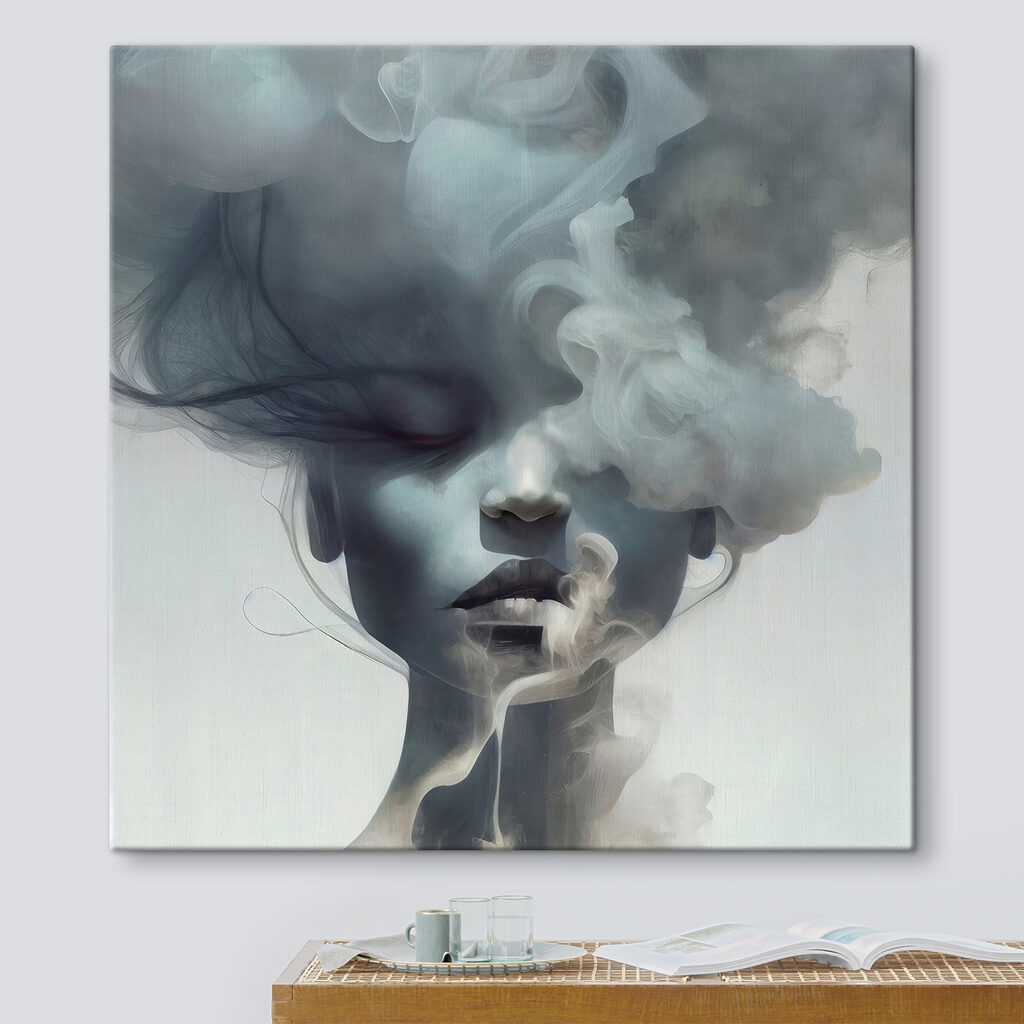 A woman with smoke in her hair